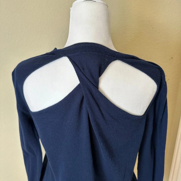 Vintage JUICY COUTURE Navy Knit Size Small Open Back Cardigan Sweater - Picture 7 of 11